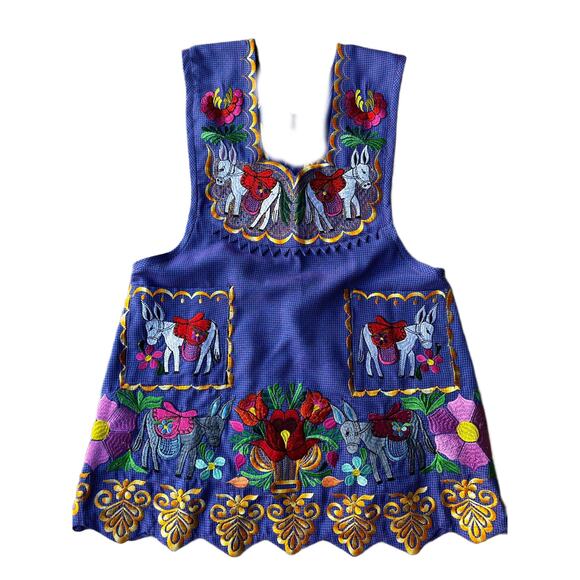 Mexican Folkloric apron embroidered  one of a kind mexico todo corazon  SMALL - Picture 11 of 11